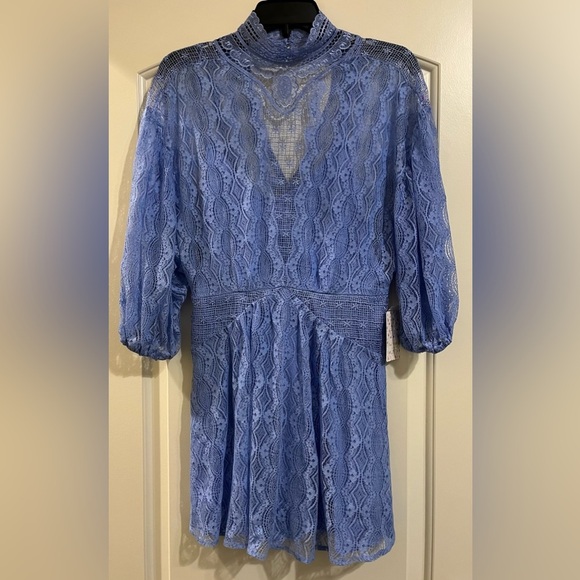 NWT Free People Blue Lace Bittersweet | Mock Neck 3/4 Dolman Sleeves Size 6 - Picture 6 of 14